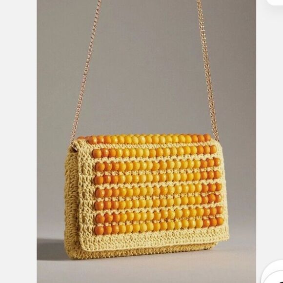Anthropologie Handbags - Anthropologie Beaded Clutch - Yellow and Orange Purse